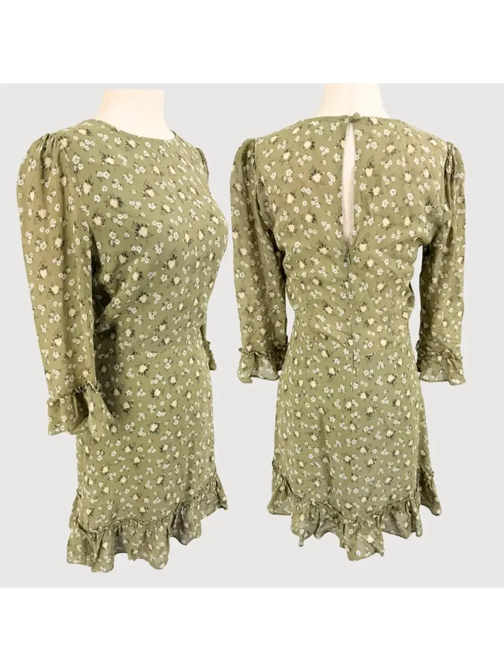 Reformation Doutzen Floral Mini Dress Sage Size 6